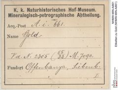 Etiketten zu Gold (NHMW-MIN-Ai661)